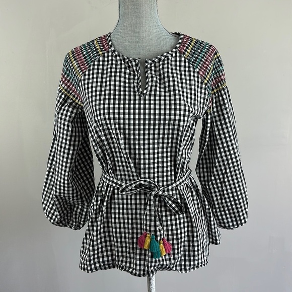 Madewell Smocked Gingham Top Size Small - Picture 5 of 16